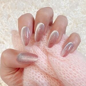 Rose quartz (medium oval) press-on nails all sizes